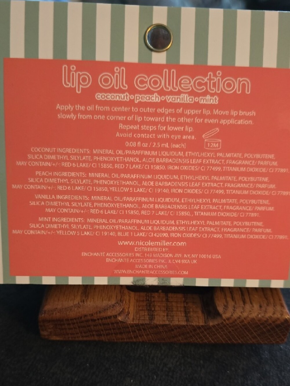 Nicole Miller Lip Oil Quartet in Red, Orange, Clear, Green - Picture 2 of 4